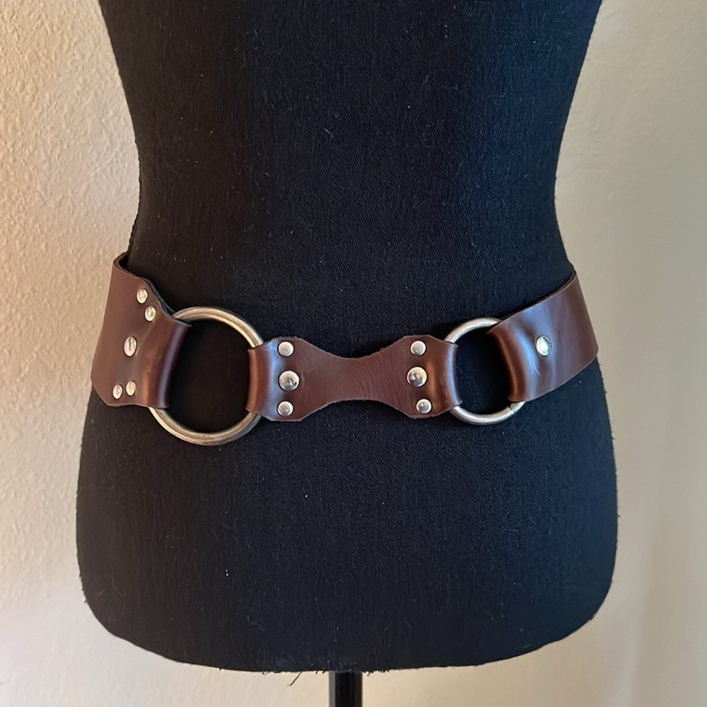 ESCADA Women’s Diamondback Snake Silver Tone Heavy Buckle Brown Leather Belt S/M - Picture 7 of 16